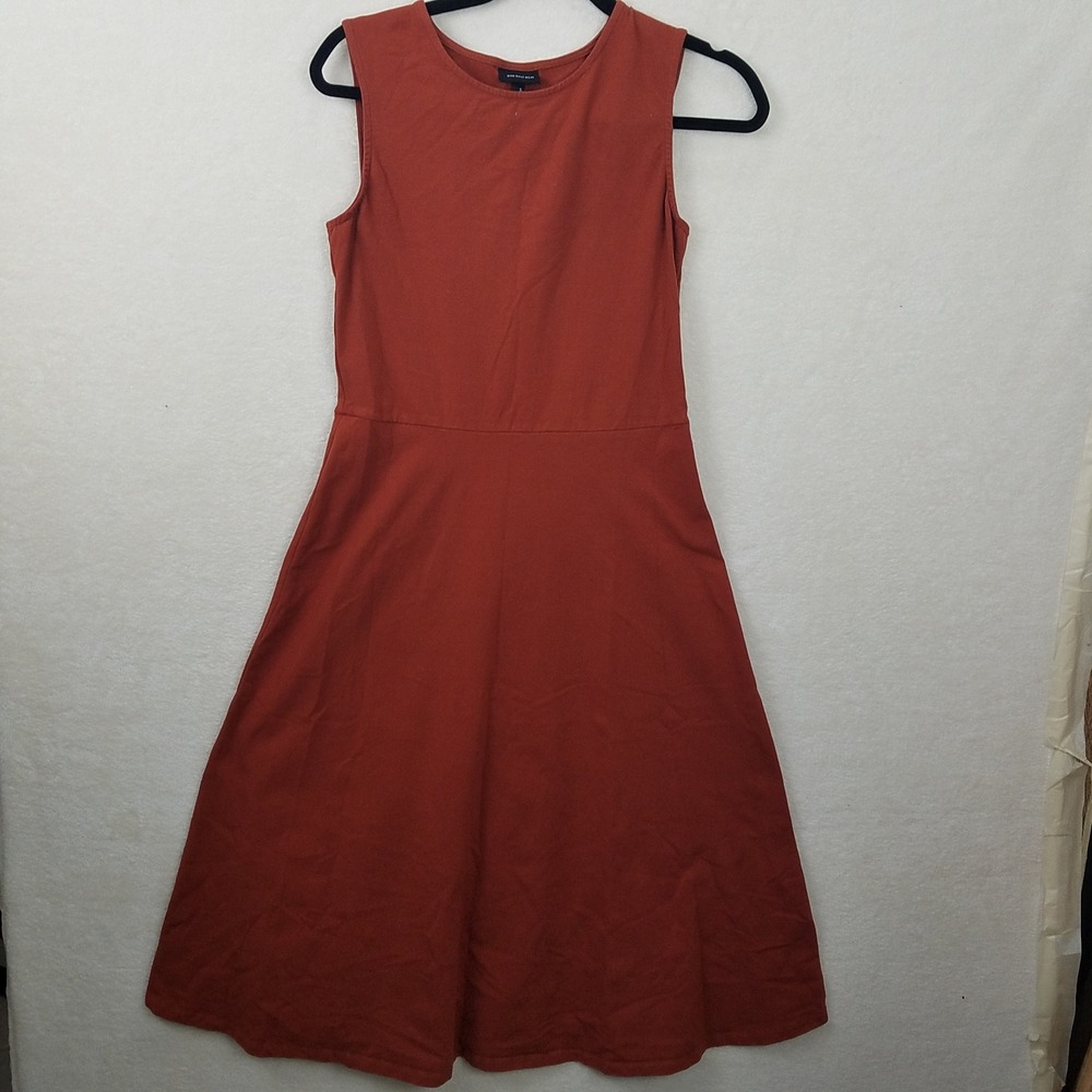 WHO WHAT‎ WEAR Sleeveless Fit Flare Dress Burnt Orange Womens S cotton pullover